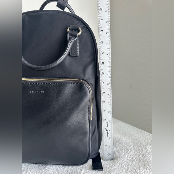 Lo & Sons Rowledge Backpack Large in Black Exterior/Gold Hardware/Camel Interior - Picture 11 of 14